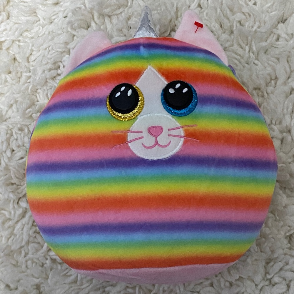 TY baby squishy plush rainbow cat named Heather NWOT ¥